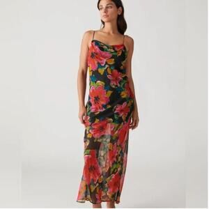 URBAN OUTFITTERS | Rosalia Floral Chiffon Maxi Dress Cowl neck | Large